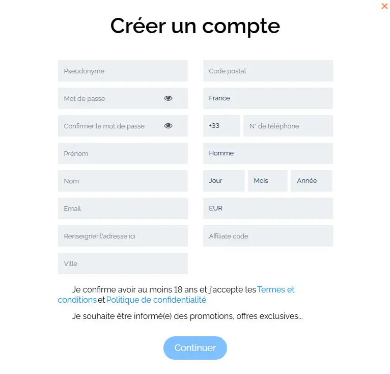 Processus d'inscription CBet Casino